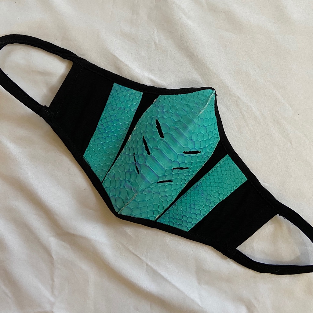 Turquoise Python Snakeskin Face Mask
